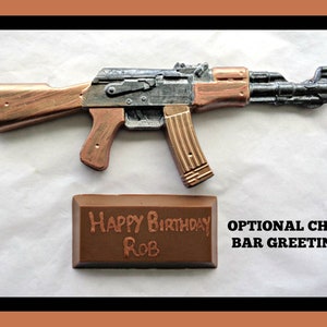 Chocolate Gun/Fake Assault Rifle/Edible Machine Gun/Shooting Games/Military/Army/Armed Forces/Gift/AK47 Shotgun/Gift for Him/Men/Man/Male