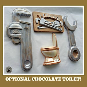 Plumber Gift/Chocolate Tools/Chocolate Toilet/Plumbing/Spanner/Bathroom Fitter/Janitor/Handyman Male/Men Birthday Edible/Fun Chocolate Man