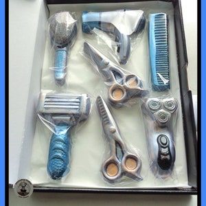 Chocolate Tools for Hair/Male Hairdresser/Barber/Hairdryer/Brush/Comb/Scissor/Razor/Electric Shaver/Unusual Birthday Man/Men/Son/Dad/Husband image 9