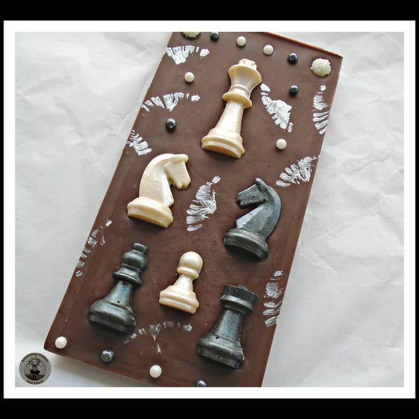 Chess Player Chocolate Gift/Chocolate Chess Pieces/Board Game Strategy/Queen/King/Pawns/Rooks/Bishops/Knights/Men/For Him/Male/Husband/Son