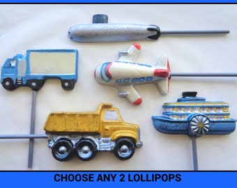 Chocolate Truck Lollipops/Plane/Submarine/Lorry/Boys Birthday/Son/Brother/Chocolate Cars/Edible Vehicles/paddle steamer/dumper truck