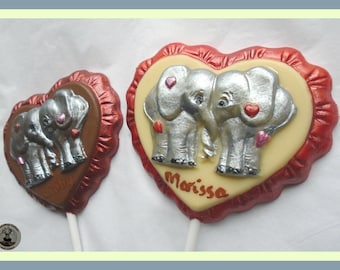 Cute Anniversary Chocolate/Cute Elephant Couple/Edible Heart/Engaged Couple/Boyfriend/Girlfriend/Personalised Gift Husband Wife/Him Her/Love