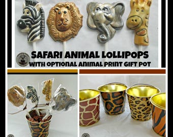 Chocolate Safari Animals/Animal Lollipops/Wild/African/Jungle/Boys Birthday/Party Favours/Girls Birthday/Giraffe/Zebra/Lion/Elephant/Kids