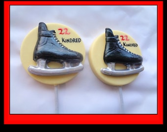Chocolate Ice Skate Lollipop: Hand-Painted Hockey Player Gift -  Personalised Ice Skating Cake Topper