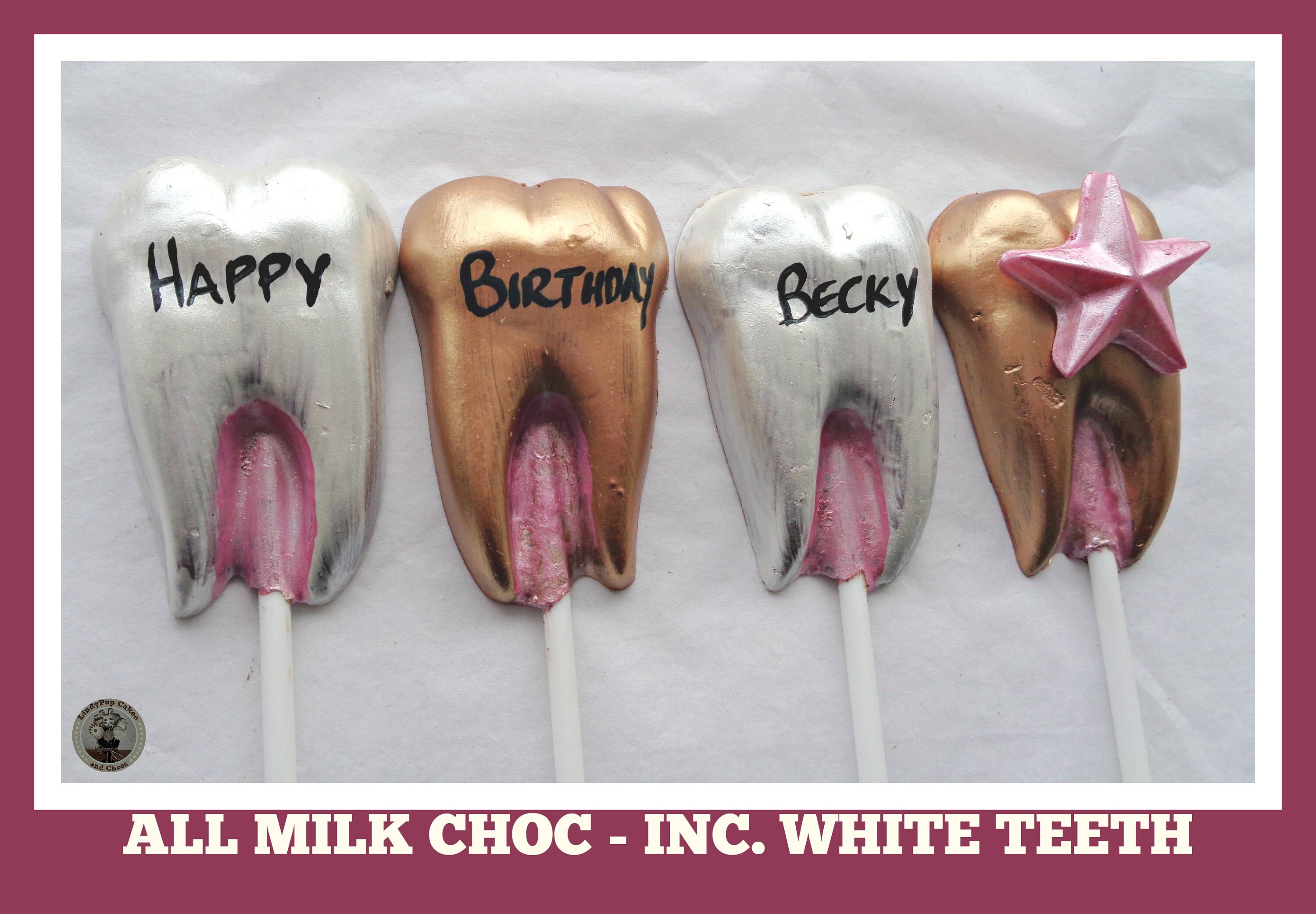 Tooth Pin Candy Chocolate Tooth Lollipop Set: Dentist Gift, Edible Teeth - Dental Cake ...