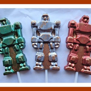 Chocolate Transform Robot Lollipops/Autobots/Cyberspace/Cyber Knights/Space Adventure Movie/Boys Birthday Favours/Robot Party/Gift for son
