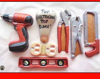Electrician Chocolate Gift/Edible Tools/Fun Gift for Him/Electric plug socket/spirit level/Man/Male/Husband Boyfriend/light bulb/drill/plier