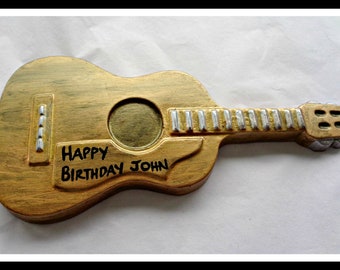 Personalised Guitar Chocolate: Hand-Painted Belgian Chocolate Cake Topper - Personalised Edible Gift