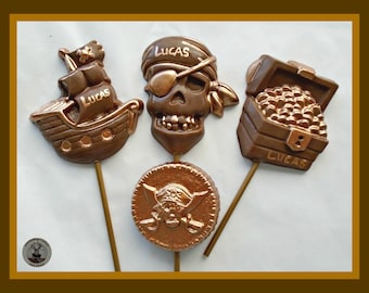 Pirate Chocolate Lollipops/Boys Chocolate/Pirate Party Favours/Boys Birthday/Kids Chocolate/Boy Pirate Gift/Pirate Ship/Treasure Chest