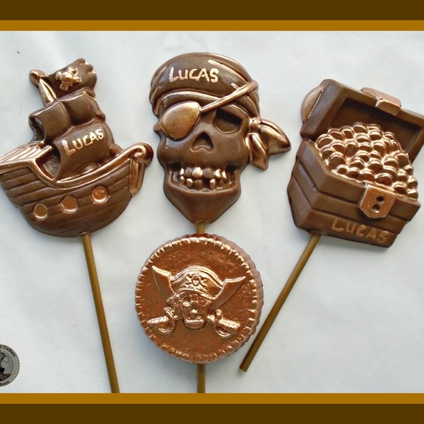 Pirate Chocolate Lollipops/Boys Chocolate/Pirate Party Favours/Boys Birthday/Kids Chocolate/Boy Pirate Gift/Pirate Ship/Treasure Chest