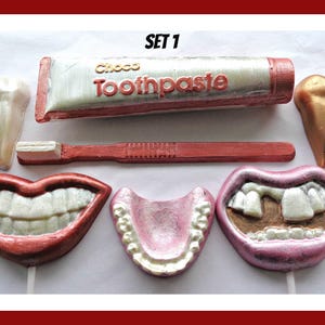 Chocolate Dentist Gift Set - Hand-Painted Belgian Chocolate - Personalised Dental Cake Toppers