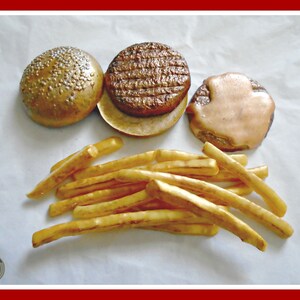 Cheeseburger Chocolate Gift/Fake Burger/Fries/Chips/Fast Food/Pretend Food/Novelty Edible Gift/Boyfriend/Husband/Brother/Girlfriend/Teenager image 3