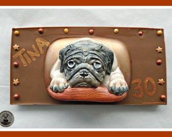 Pug Gift/Chocolate Pug dog owner/edible pug/chocolate dog/personalised pug/birthday pug/cute dog/men/women/children/kids/man/daughter/mum at