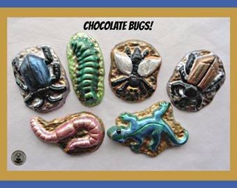 Chocolate Bugs/Edible Insects/Cake Topper Bugs/Pretend/Worm/Caterpillar/Beetle/Lizard/Fly/Fun Mens Gift/Boys Birthday/Joke Bugs/Husband/Son