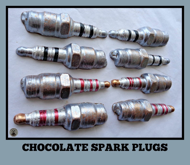 Chocolate Spark Plugs/Gift for Mechanic/Auto/Edible Spark plugs/Car gift/Cake Toppers/Car Repair/Breakdown Service/Husband/Boyfriend/Son/Him image 1