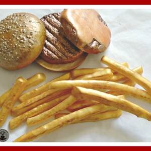 Cheeseburger Chocolate Gift/Fake Burger/Fries/Chips/Fast Food/Pretend Food/Novelty Edible Gift/Boyfriend/Husband/Brother/Girlfriend/Teenager image 4