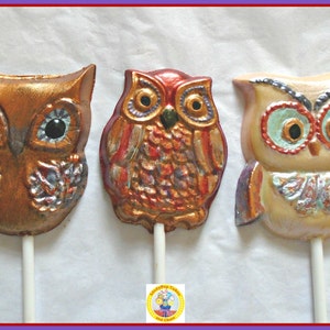 Owl Gift/Chocolate Owl Lollipops/Edible Owls/Owl Lover/Woodland/Owl Chocolate/Gift for Her Him/Owl Birthday Cake Topper/Girl Boy Men Women