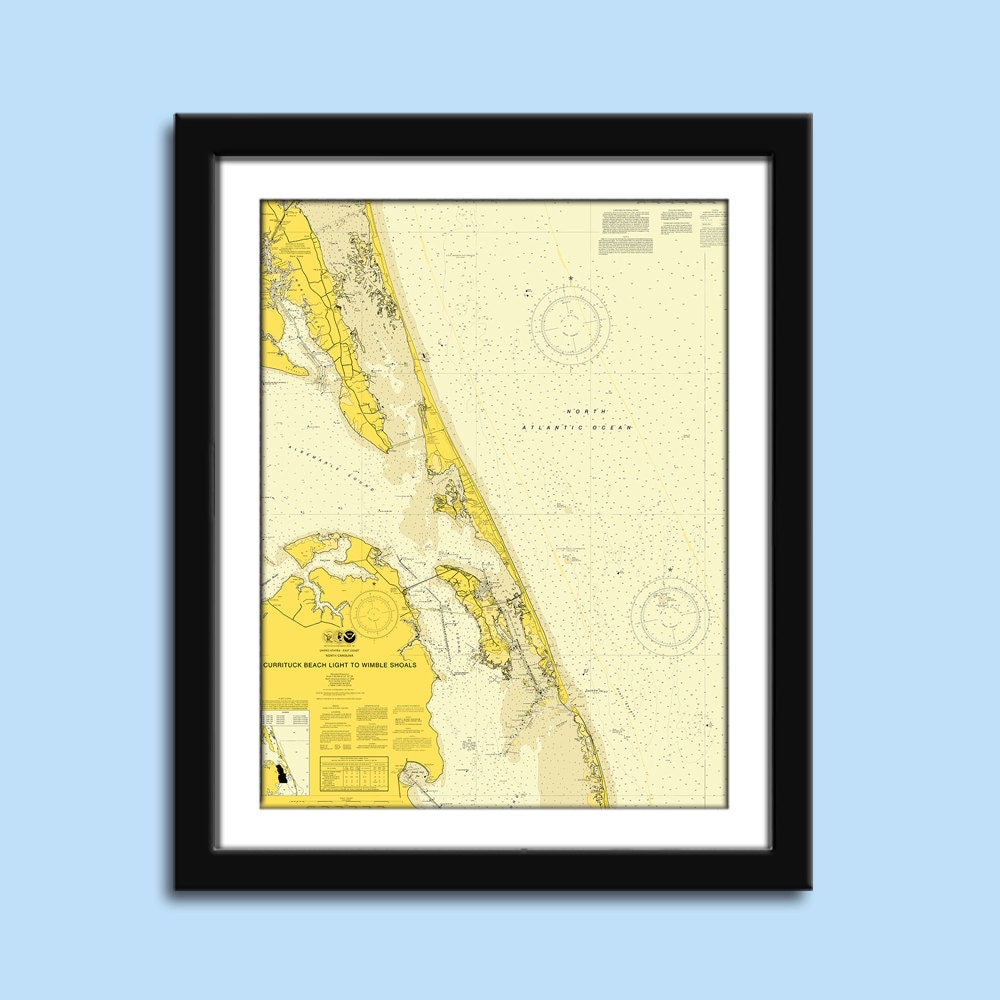 Nags Head NC Outer Banks Nautical Chart Decor Etsy