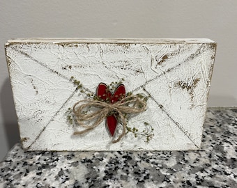 Rustikaler Valentinstag Holz Umschlag, Valentinstag Liebesbrief, Shelf Sitter, Valentinstag Dekor, Prim Valentinstag Dekor
