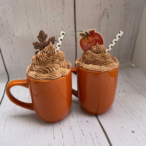 Faux Pumpkin Spice Latte, Fall Drink, Fall Decor, Tiered Tray Drink, Coffee Bar decor