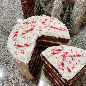 Faux Peppermint Candy gingerbread Cake, Christmas decor, Christmas Cake