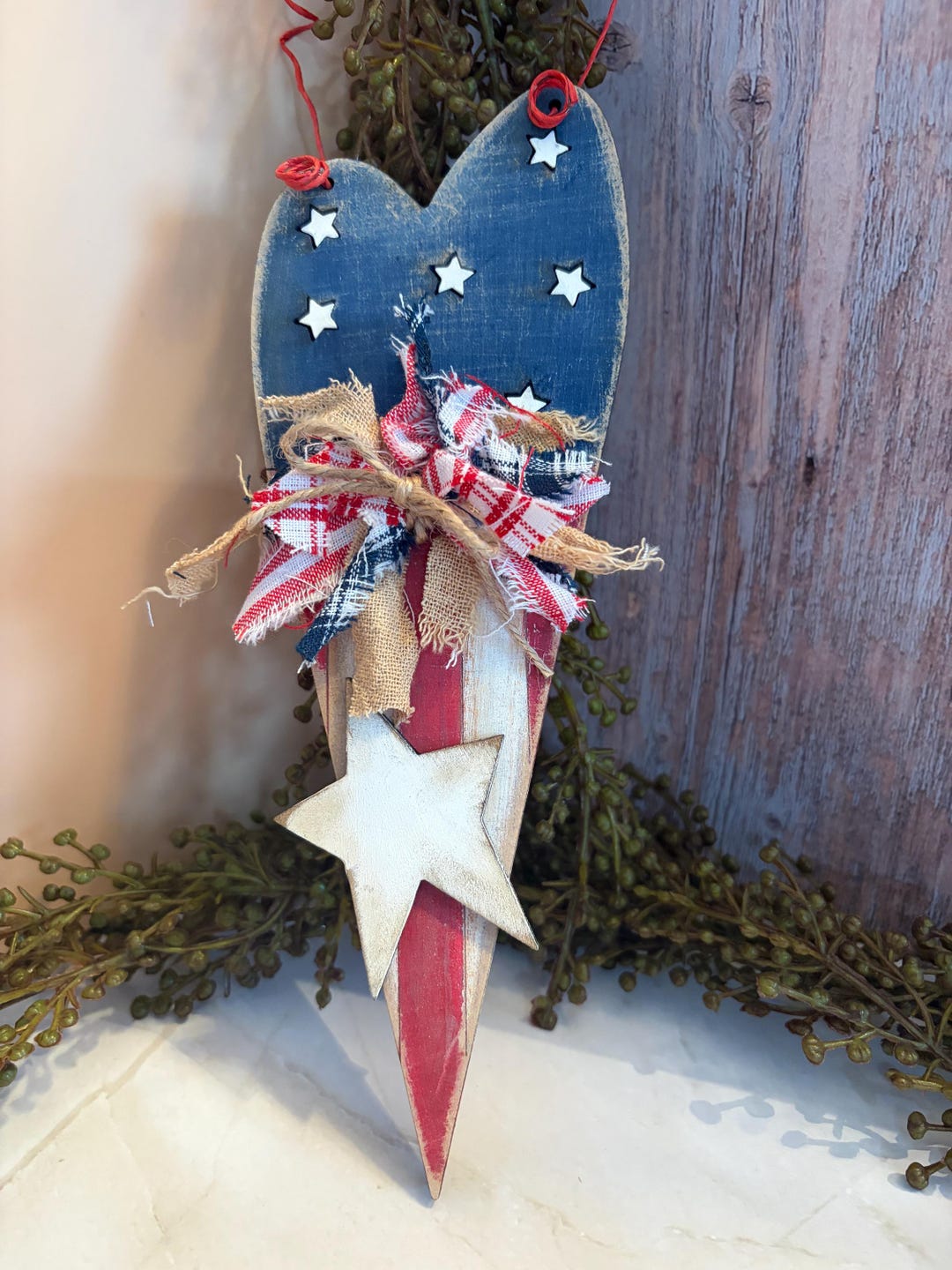 Rustic Patriotic Wooden Heart Decor Blank Kit,americana Wall Hanging ...