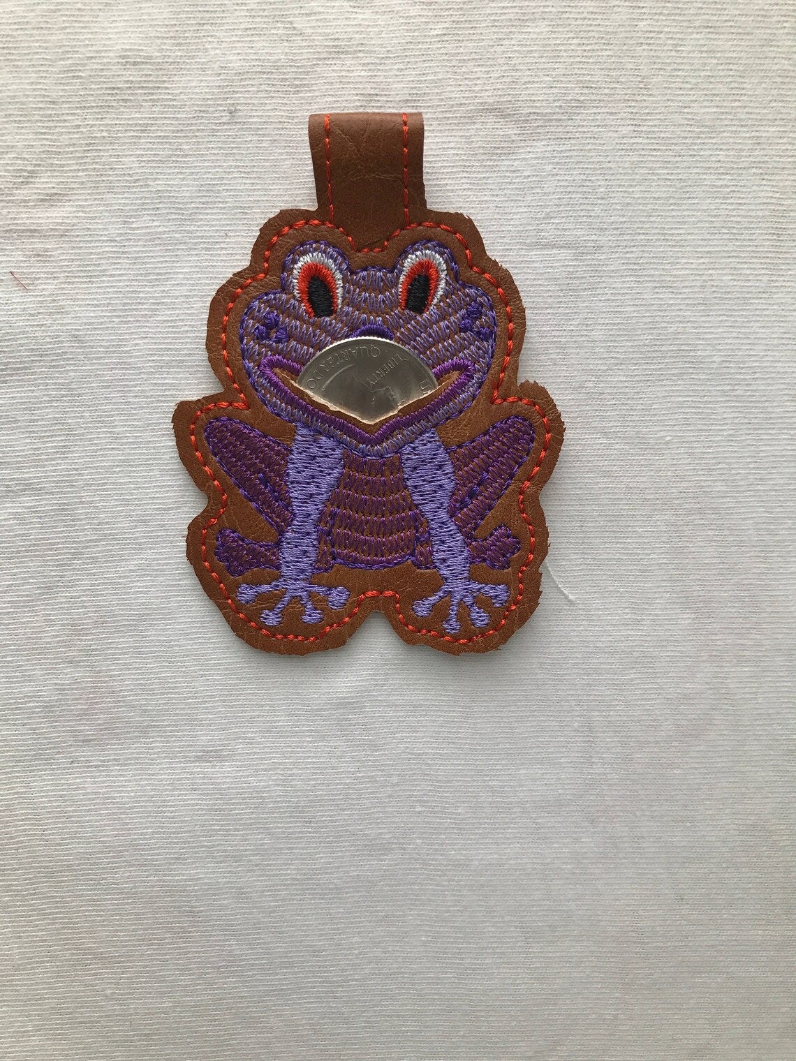 Frog Key Fob Embroidery Design ITH Frog Key Fob with Quarter Etsy