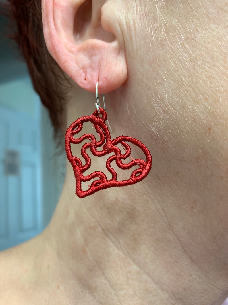FSL Heart Earring Embroidery Design Free Standing Lace Heart Etsy