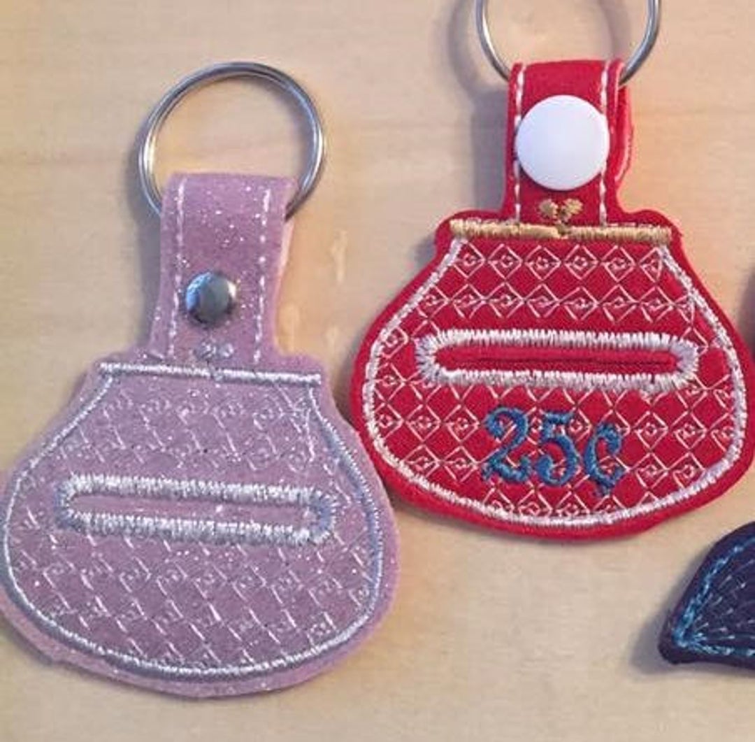 ITH Purse Key Fob Embroidery Design Purse Key Fob With Quarter Holder