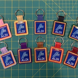 Aldi Quarter Keeper - Embroidered Aldi - available with quarter in gold, green, purple, lavender, pink, red, blue, brown or black vinyl