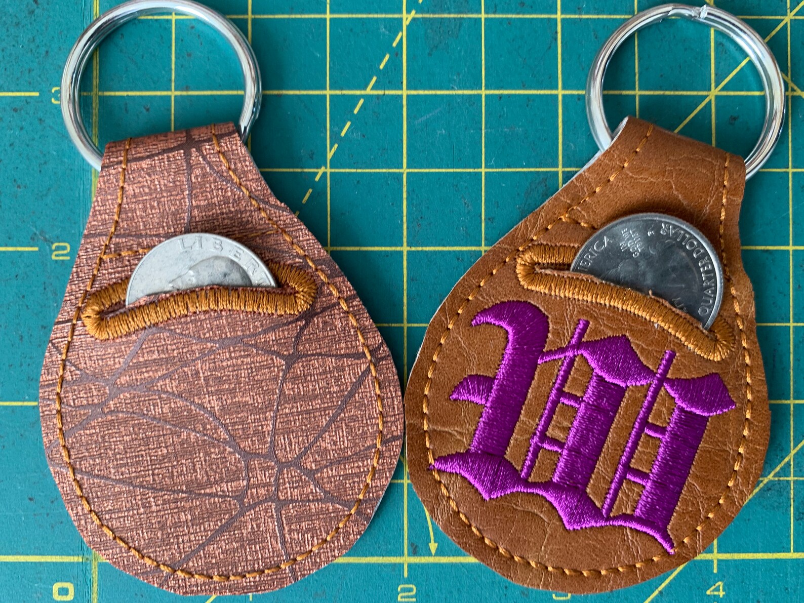 Ith blank round key fob with quarter holder embroidery design  etsy Ith blank round key fob with quarter holder embroidery design  etsy