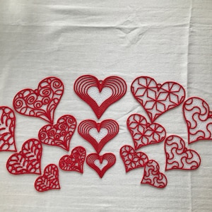 FSL Heart Embroidery Design - FSL Hearts fit 4x4 or 5x7 hoop - Free Standing Lace hearts - 5 heart styles - 3 sizes for each design
