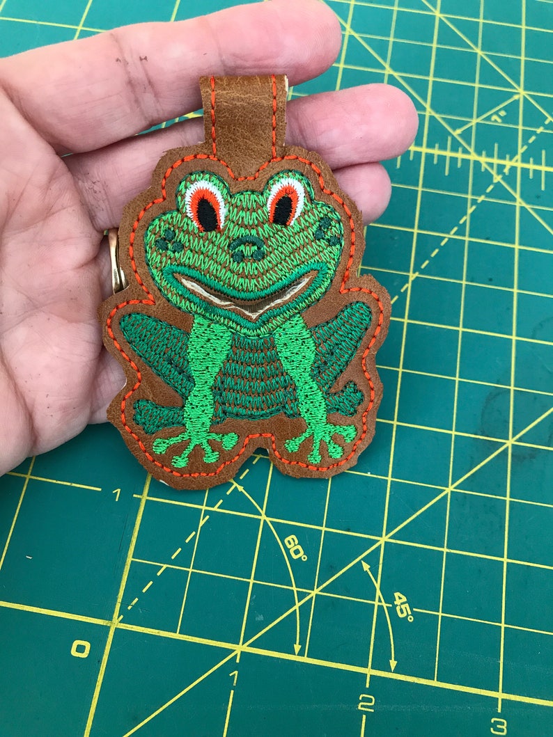 Frog Key Fob Embroidery Design ITH Frog Key Fob With Quarter Etsy
