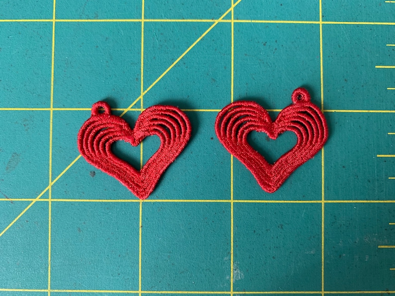 FSL Heart Earring Embroidery Design Free Standing Lace Etsy