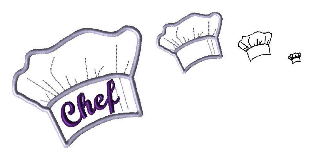 Chef Hat Embroidery Design 4 Sizes Chef Hat Embroidery in 4 Sizes Fits