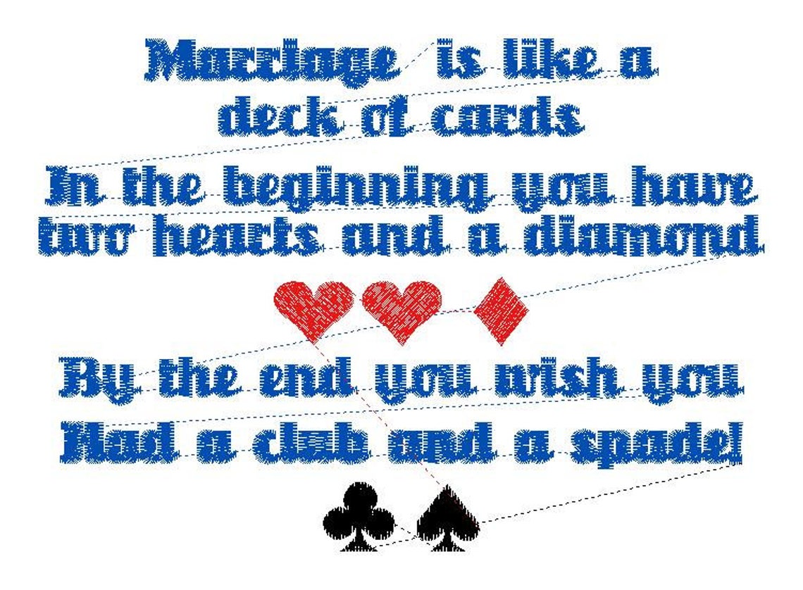 Marriage is Like a Deck of Cards Embroidery Design Two Etsy Australia