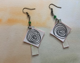 Watercolor paper earrings one of a kind!