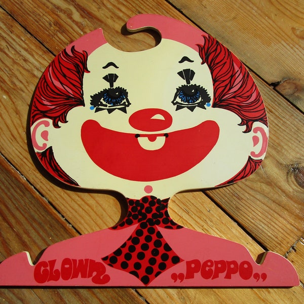 Vintage Clown Peppo Kleiderbügel / Kleiderbügel / Kleiderbügel / Kleiderbügel / Kleiderbügel , original 1970's