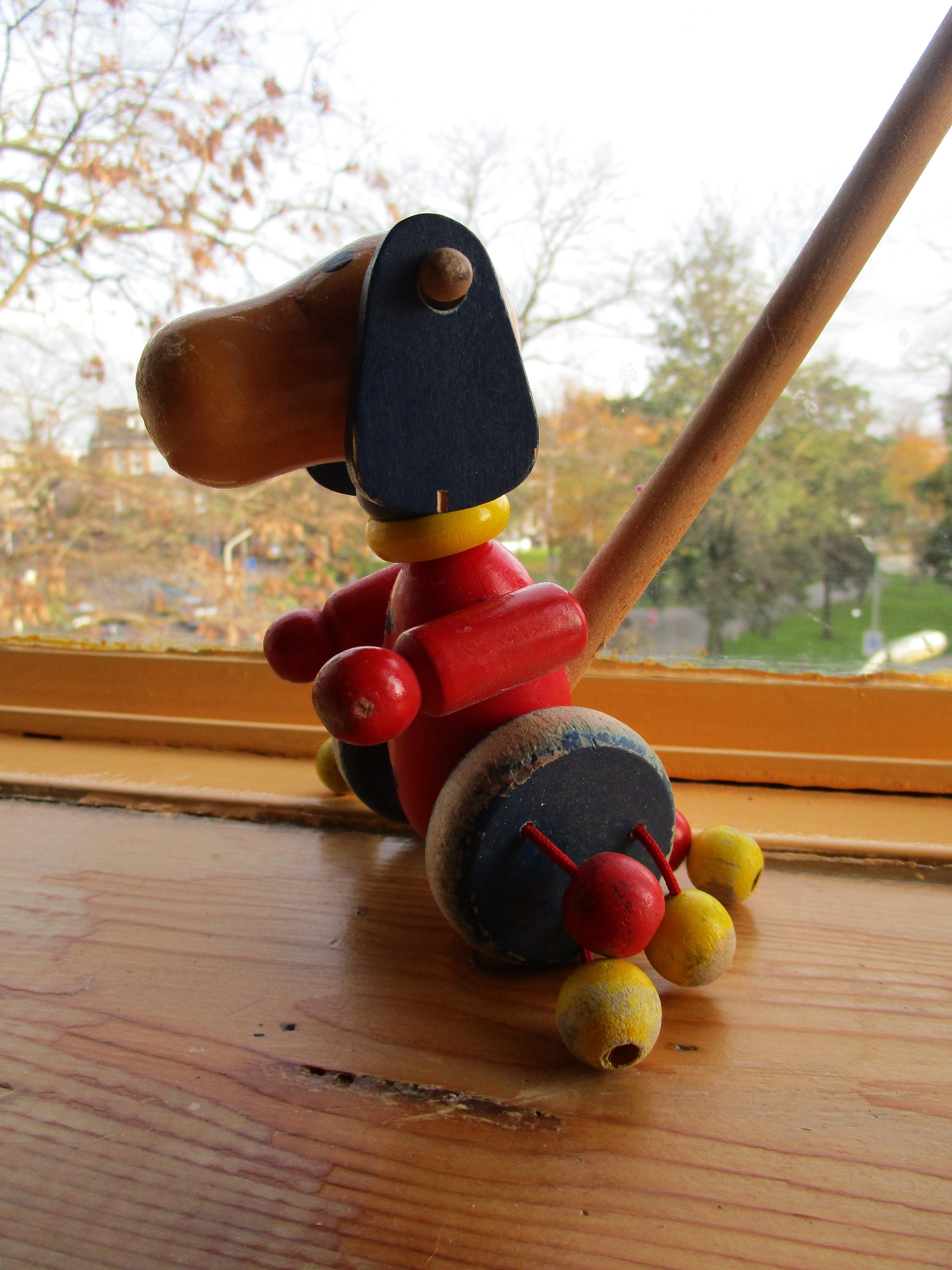 Wooden Handmade Rolling Dog Toy on a Stick Wooden Toy - Etsy Singapore