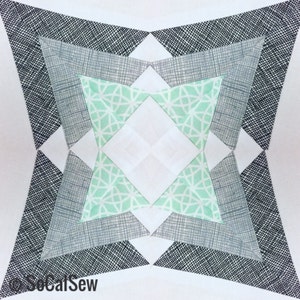Blocco da 10" - Modello di trapunta a stella Pezzo di carta - SoCalSew - divertente blocco di trapunta di scarto, tradizionalista moderno, principiante avanzato, patchwork di carta