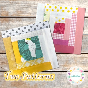 Blocco trapunta Log Cabin 2 modelli Set di blocchi trapunta con patchwork in carta di fondazione modello di blocco trapunta Log Cabin con taglio fussy quilt trapunta con patchwork in carta FPP SoCalSew