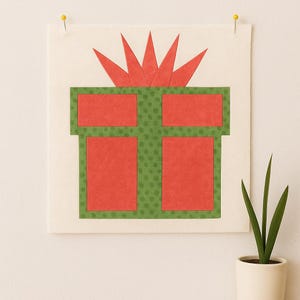 8&quot; Christmas quilt pattern block present pattern foundation paper pieced block pattern Christmas present paper piecing quilt block FPP