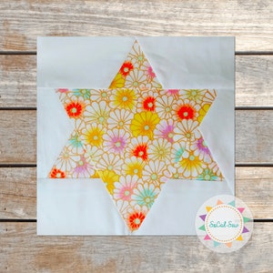 Modello di blocco per quilt a stella da 10" - Modello di blocco - Pezzo di carta - SoCalSew - stella di david, quilt di scarto, patchwork di carta