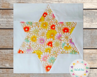 10" Star Quilt Block Pattern - Block Pattern - Paper piece - SoCalSew - star of david, scrap quilt,  paper piecing