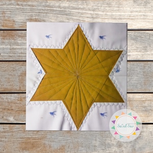 Modello a blocchi per quilt a stelle - Modello a blocchi - Pezzo di carta - SoCalSew - stella di David, trapunta di scarto, riattacco di carta