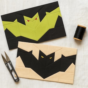 Halloween Bat Quilt Block Pattern - foundation piece pattern - paper piecing - halloween quilt - bat quilt - bat quilt block - socalsew