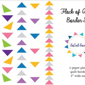 5 Quilt Patterns - Flock of Geese - Paper piece - 5 Flying Geese Borders - Beginner Patterns - Paper Pieced  - paper piecing pattern