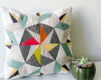 Quilted pillow Pattern - Hard Copy Printed - Rainbow Pop Star Pattern - Foundation Pieced - SoCalSew Patterns - star block- FPP - diy pillow