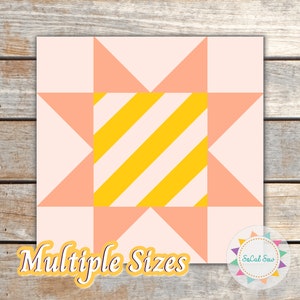 Blocco trapunta a stella a denti di sega a strisce, dimensioni multiple, modello di blocco trapunta da 6 e 9 pollici, modello di carta per patchwork FPP SoCalSew Studio