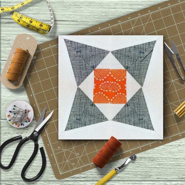 Star Quilt Pattern - Paper piece - quilt pattern-  patrón de colcha - modern, beginner, paper piecing, triangle quilt